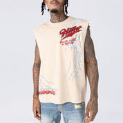 Dropped Shoulder Dystopia Rhinestone Killer Life Muscle T-Shirt