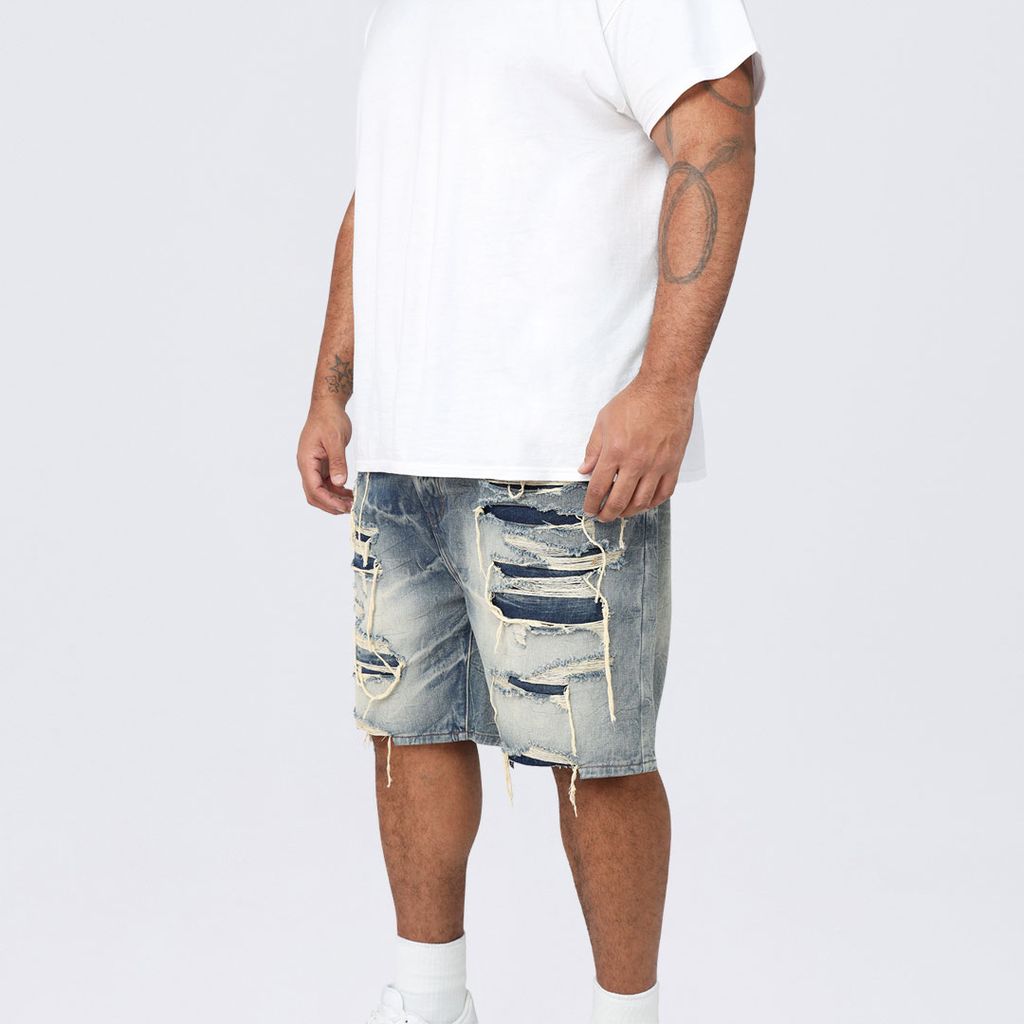 Big and Tall - Heavy Rip & Repair Jean Shorts