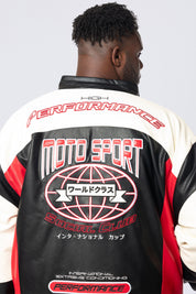 Big and Tall - Vegan Leather Racing Jacket - Red