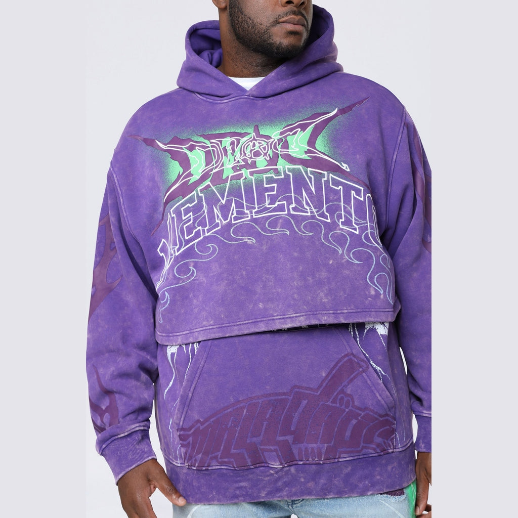 Smoke Rise Big and Tall Big and Tall - Dropped Shoulder 2-Fer Dystopian Hoodie - Prism Violet