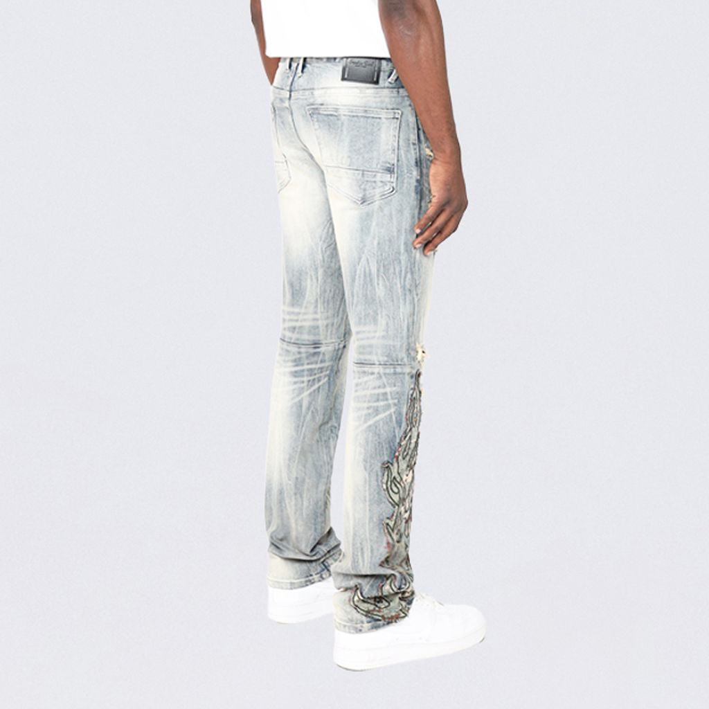 Long Slim Flame Tapestry Jeans