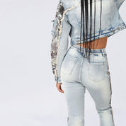 High Rise Bootcut Stacked Mixed Media Jeans