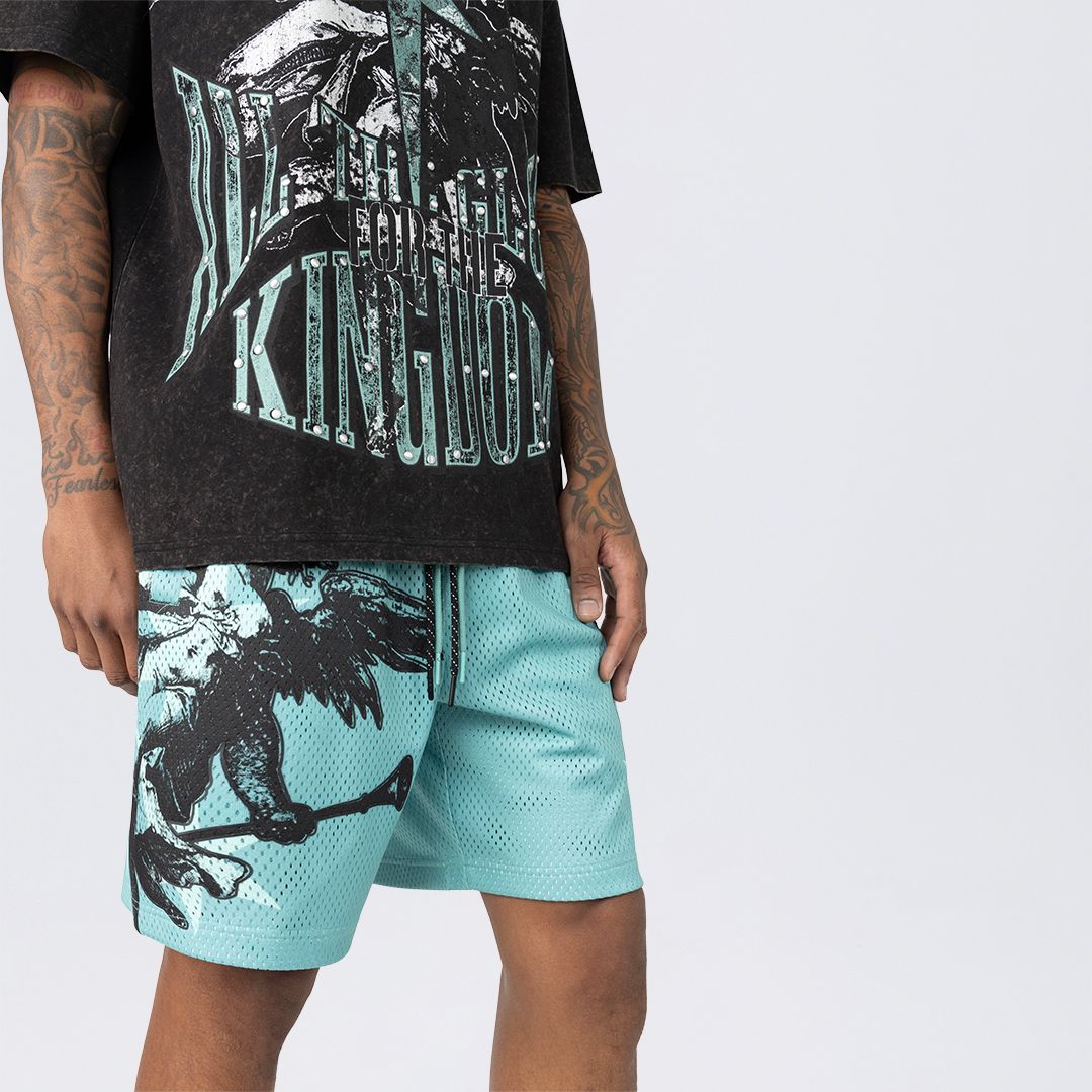 Lounge Maximalist Printed Mesh Shorts - Ice Green