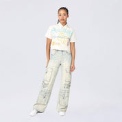 High Rise Wide Leg Mult Pocket Jeans