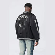 Smoke Rise Big and Tall Big and Tall - Satin Stadium Jacket - Black