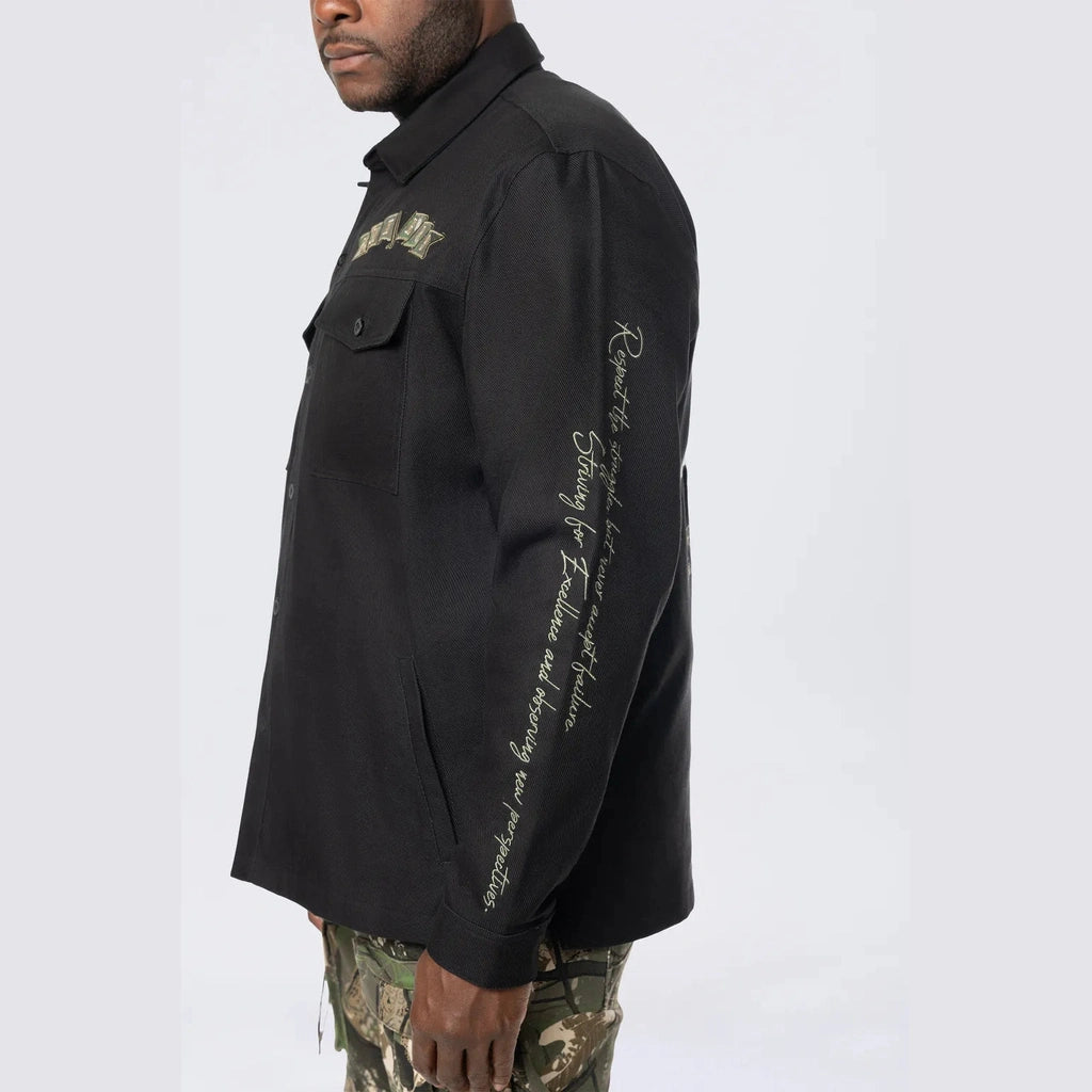 Smoke Rise Big and Tall Big and Tall - Tree Camo Patched Overshirt - Black