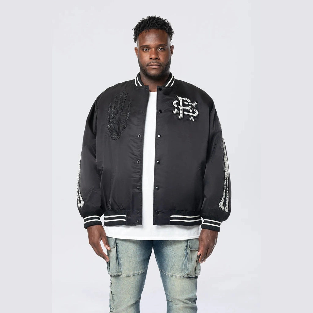 Smoke Rise Big and Tall Big and Tall - Satin Stadium Jacket - Black