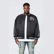 Smoke Rise Big and Tall Big and Tall - Satin Stadium Jacket - Black