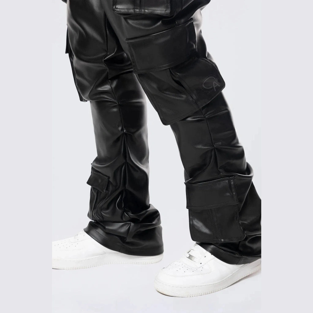 Smoke Rise Big and Tall Big and Tall - Stacked Utility Vegan Leather Pants - Black