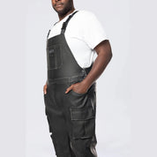 Smoke Rise Big and Tall Big and Tall - Stacked Vegan Leather Overalls - Washed Black