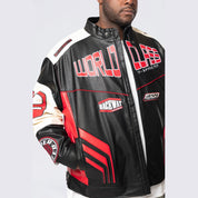 Smoke Rise Big and Tall Big and Tall - Vegan Leather Racing Jacket - Red