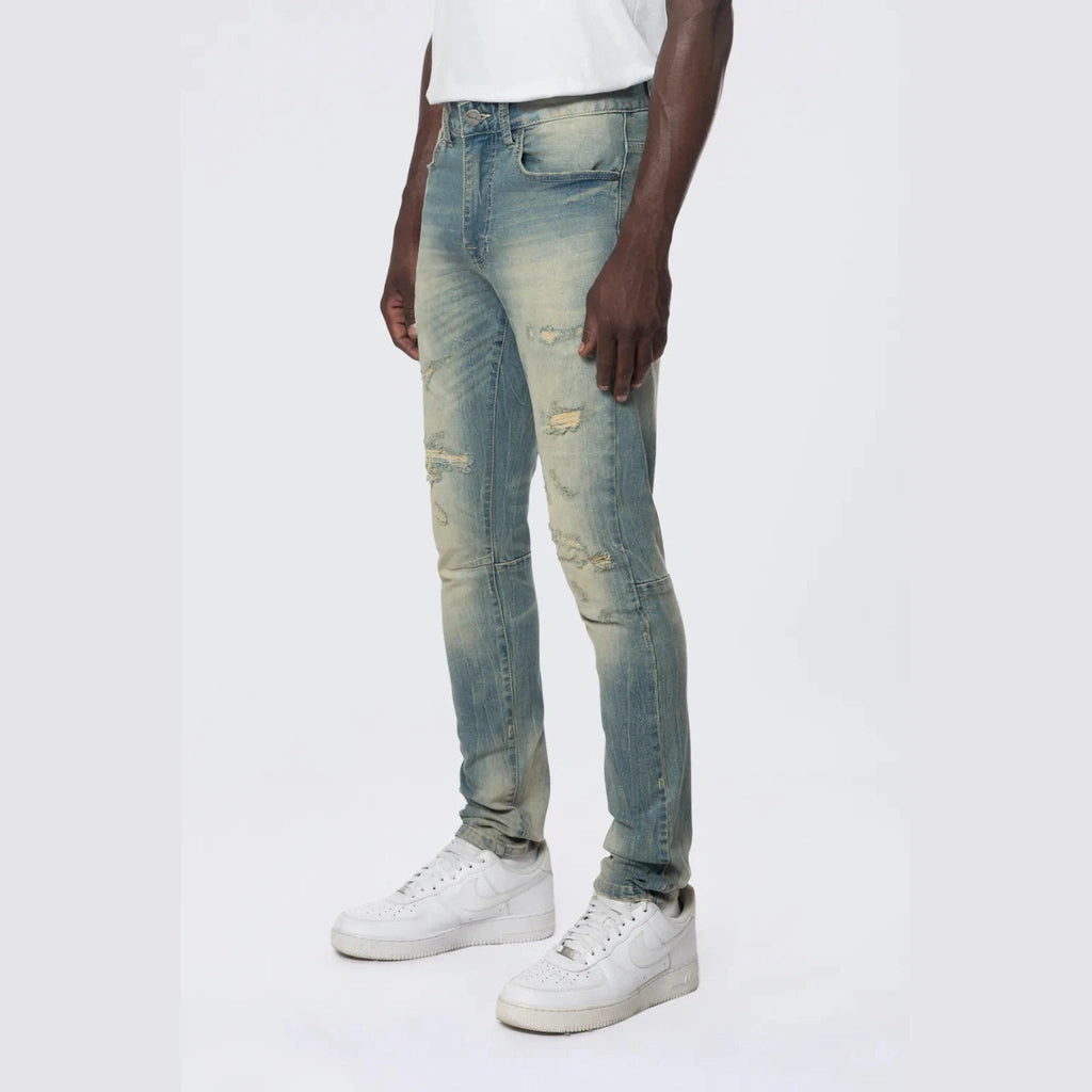 Smoke Rise Slim Tapered Vintage Washed Jeans - Munich Blue