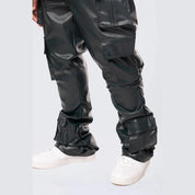 Smoke Rise Big and Tall Big and Tall - Stacked Utility Vegan Leather Pants - Scarab