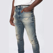 Smoke Rise Slim Tapered Vintage Washed Jeans - Village Blue