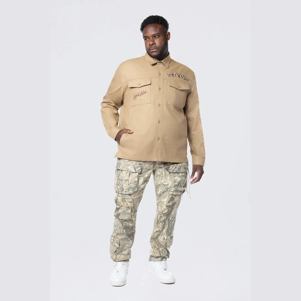 Smoke Rise Big and Tall Big and Tall - Tree Camo Patched Overshirt - Khaki