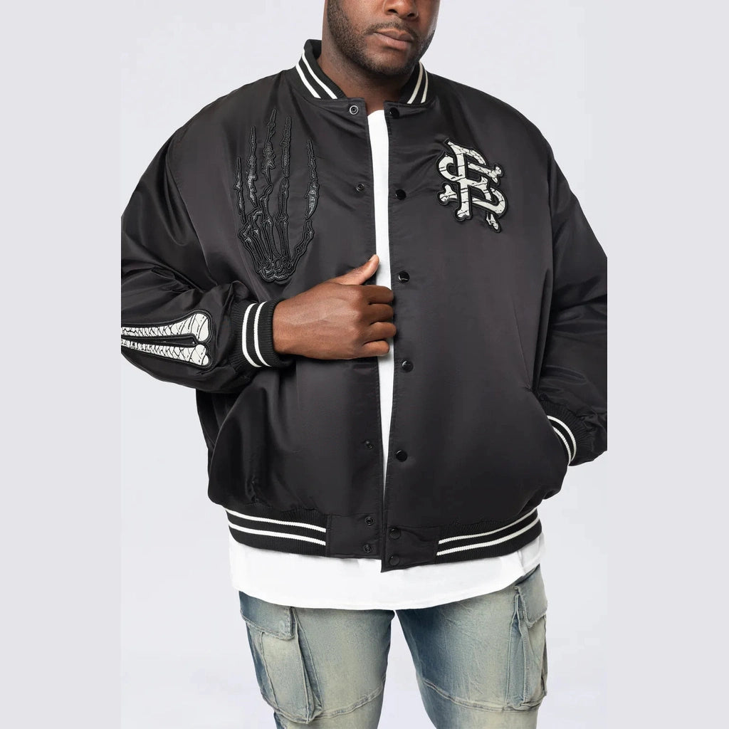 Smoke Rise Big and Tall Big and Tall - Satin Stadium Jacket - Black