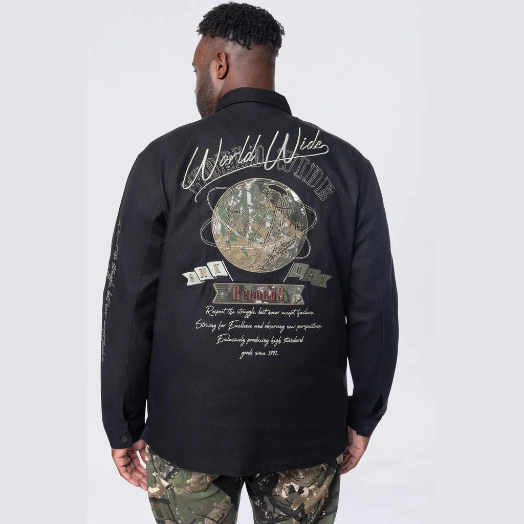 Smoke Rise Big and Tall Big and Tall - Tree Camo Patched Overshirt - Black