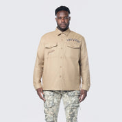 Smoke Rise Big and Tall Big and Tall - Tree Camo Patched Overshirt - Khaki