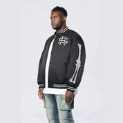 Smoke Rise Big and Tall Big and Tall - Satin Stadium Jacket - Black