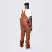 Smoke Rise Big and Tall Big and Tall - Stacked Vegan Leather Overalls - Washed Brown