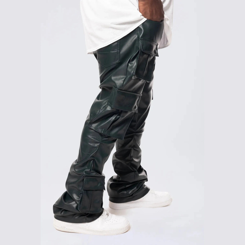 Smoke Rise Big and Tall Big and Tall - Stacked Utility Vegan Leather Pants - Scarab