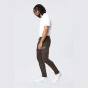 Smoke Rise Slim Tapered Embroidered Cargo Twill Pants - Bison