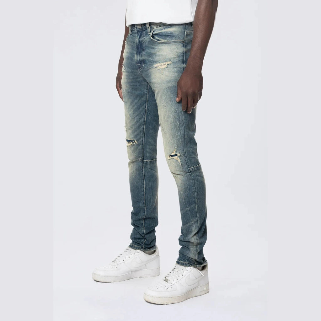 Smoke Rise Slim Tapered Vintage Washed Jeans - Village Blue