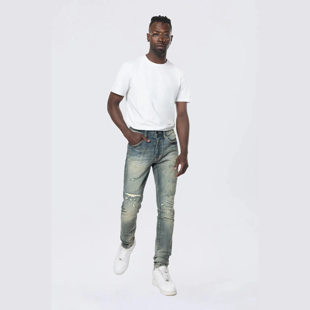 Smoke Rise Slim Tapered Vintage Washed Jeans - Faro Blue