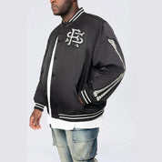 Smoke Rise Big and Tall Big and Tall - Satin Stadium Jacket - Black