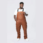 Smoke Rise Big and Tall Big and Tall - Stacked Vegan Leather Overalls - Washed Brown