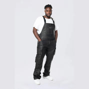 Smoke Rise Big and Tall Big and Tall - Stacked Vegan Leather Overalls - Washed Black