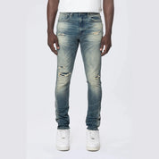 Smoke Rise Slim Tapered Vintage Washed Jeans - Village Blue