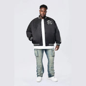 Smoke Rise Big and Tall Big and Tall - Satin Stadium Jacket - Black