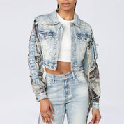 Cropped Mixed Media Jean Jacket