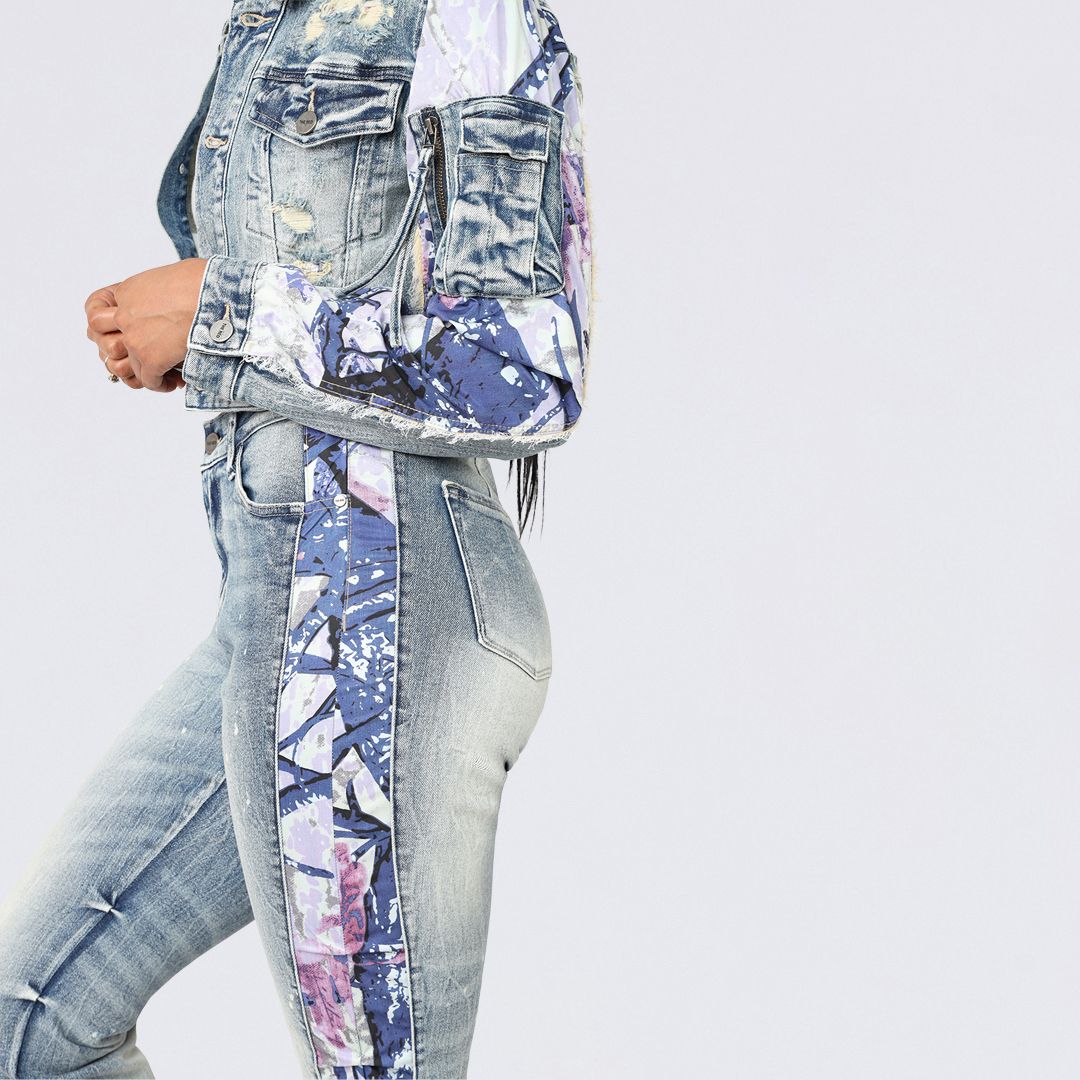 High Rise Bootcut Stacked Mixed Media Jeans