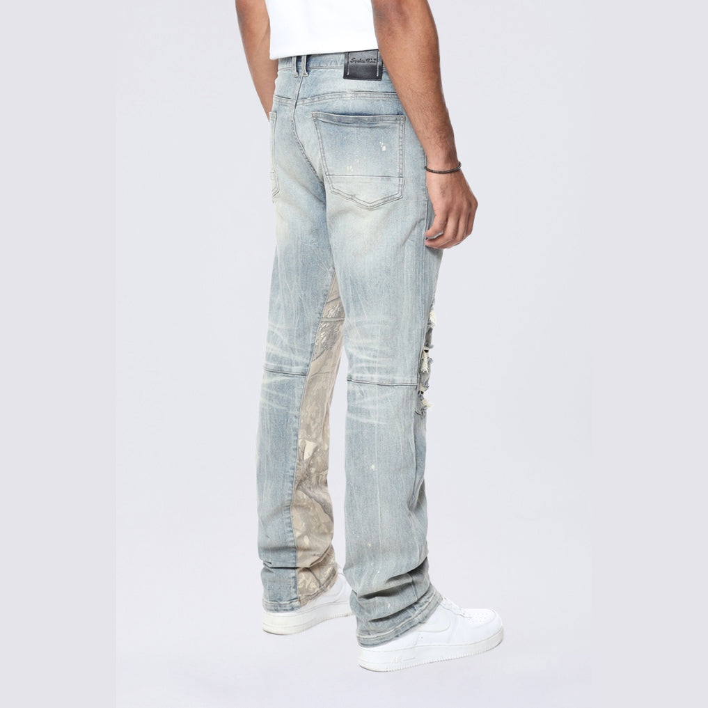 Smoke Rise Long Tapestry Insert Jeans - Vanilla Blue