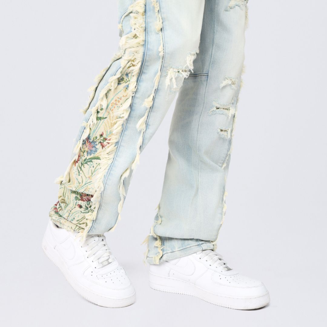 Straight Tapestry Embroidered Jeans