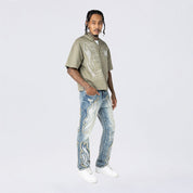 Oversized Cropped Dystopia Twill Shirt