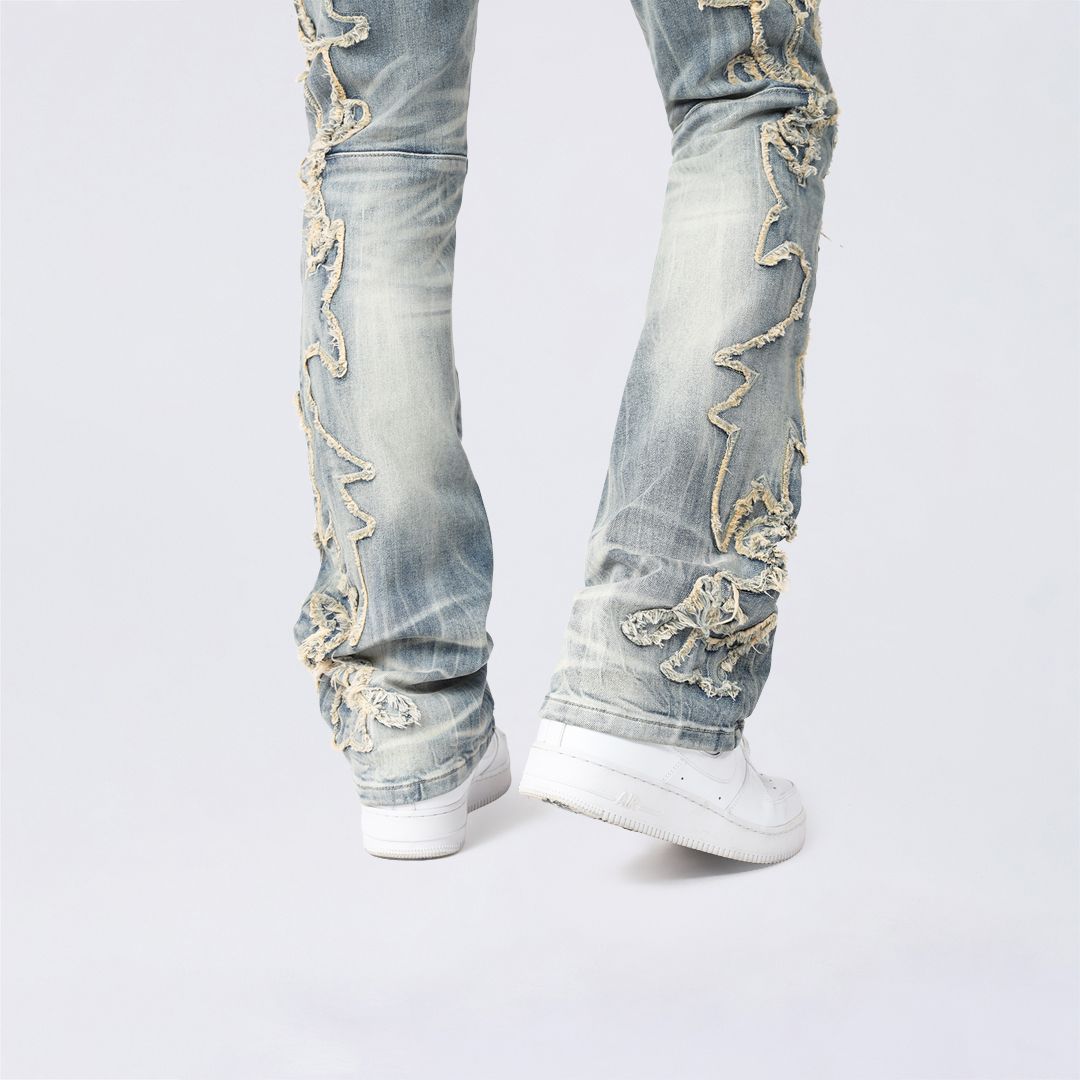 Stacked Western Themed Jeans