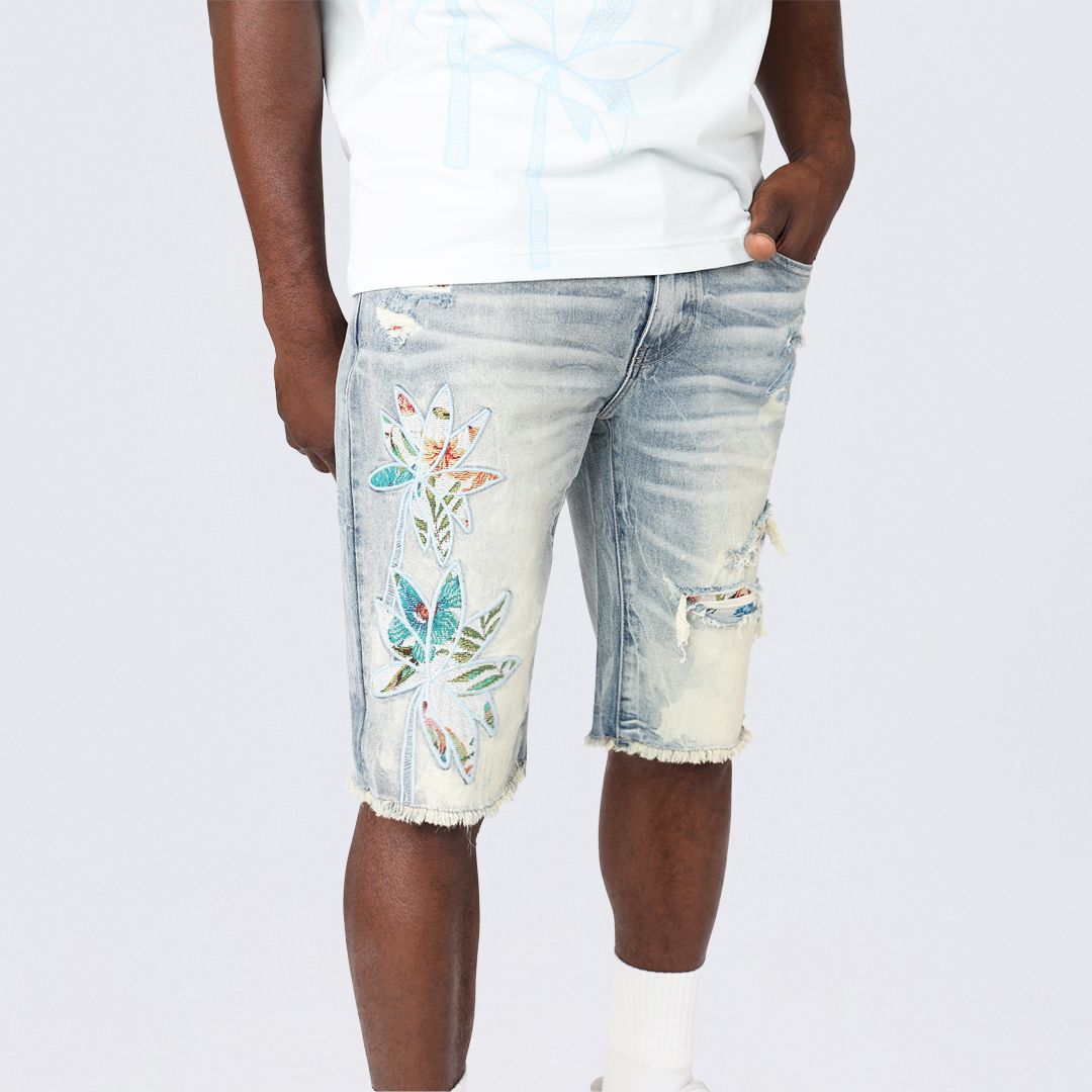 Tapestry Patched Jean Shorts