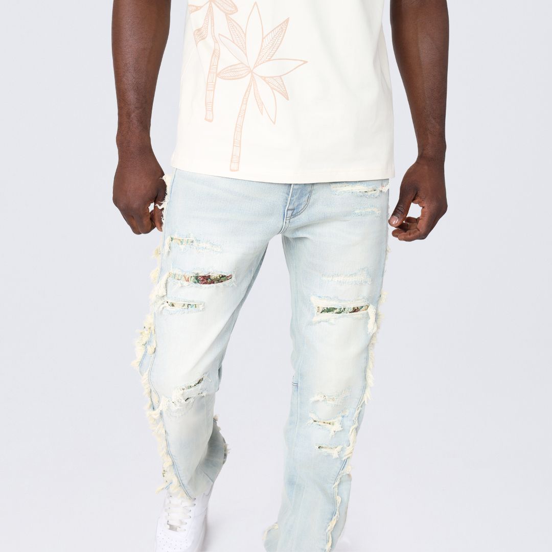 Straight Tapestry Embroidered Jeans