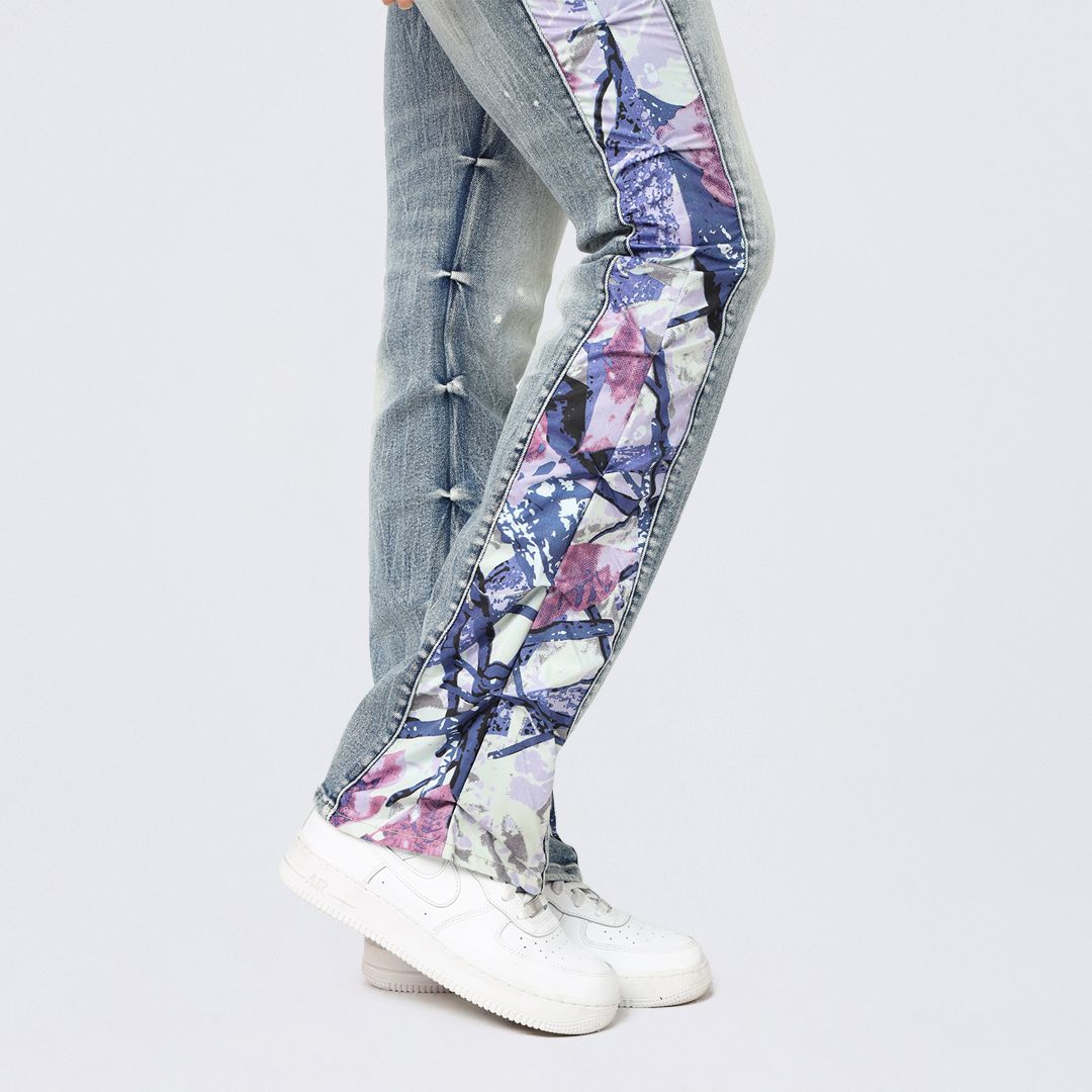 High Rise Bootcut Stacked Mixed Media Jeans