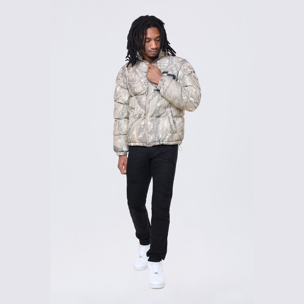 Smoke Rise Printed Puffer Jacket - Khaki Hunting Camo