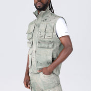 Splatter Print Twill Utility Vest