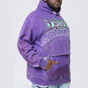 Smoke Rise Big and Tall Big and Tall - Dropped Shoulder 2-Fer Dystopian Hoodie - Prism Violet