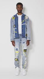 Mixed Media Fashion Denim Jacket