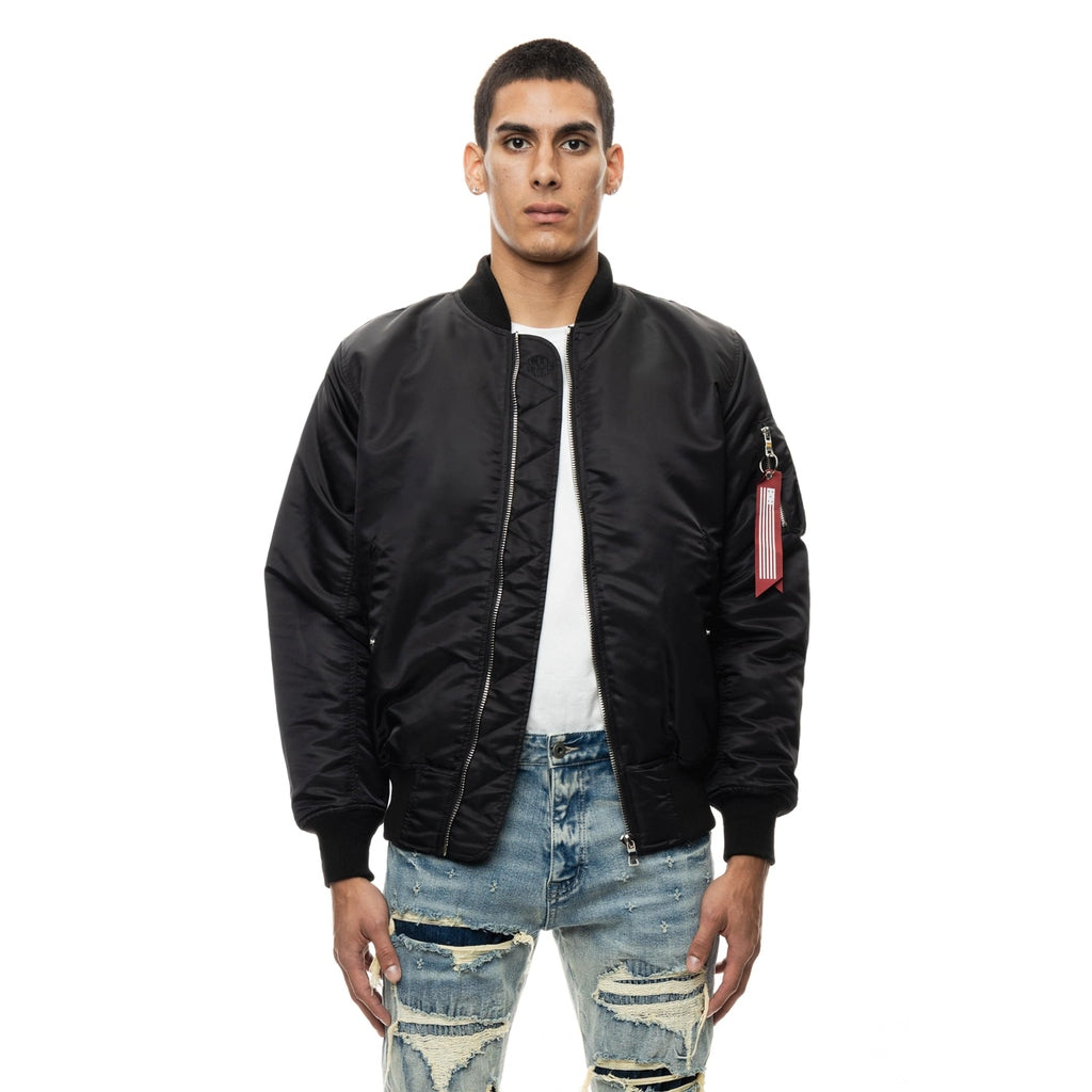 Smoke Rise Men's Ma1 Bomber Jacket - Black