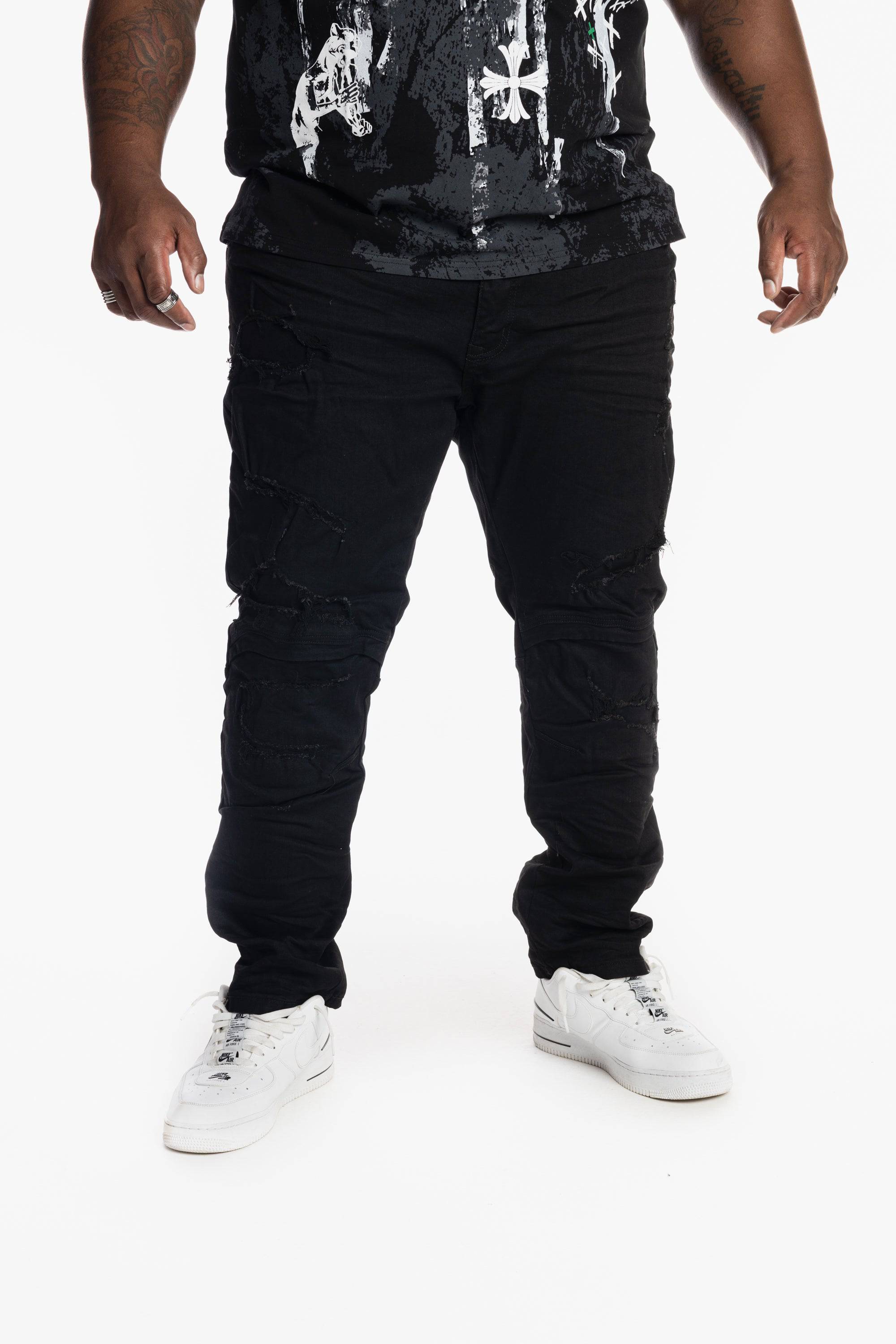 Engineered Jeans With Rip Off - Black - Smoke Rise