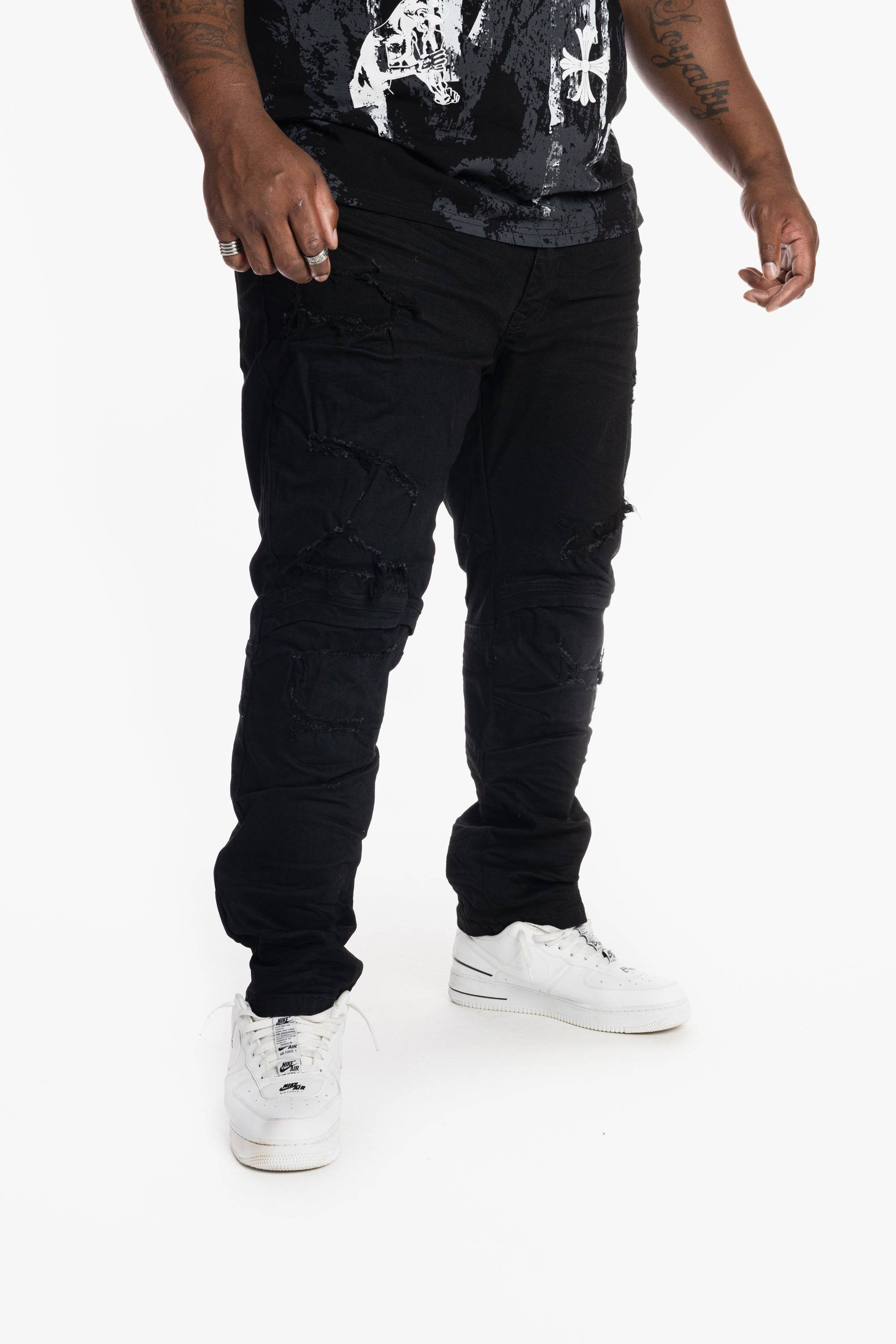Engineered Jeans With Rip Off - Black - Smoke Rise