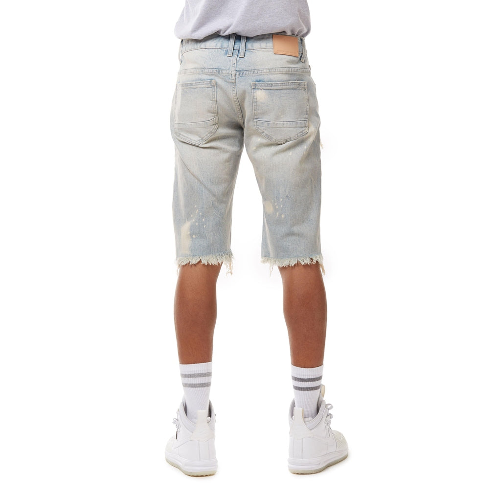 Smoke Rise Distressed Rip & Repair Jean Shorts - Alpine Blue